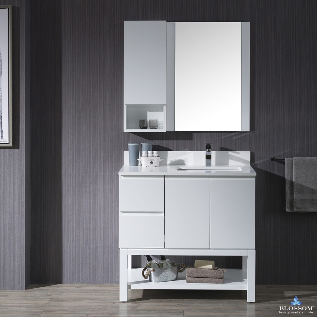 Monaco 36 Inch Vanity (Wall Hung, Chrome Legs, Wood Legs)
