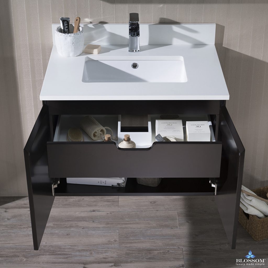 Monaco 30 Inch Vanity (Wall Hung, Chrome Legs, Wood Legs)