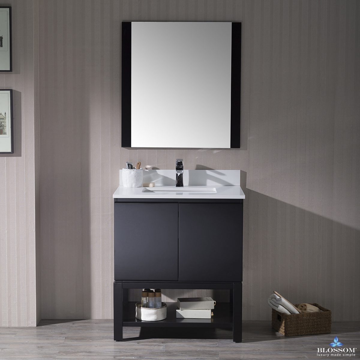 Monaco 30 Inch Vanity (Wall Hung, Chrome Legs, Wood Legs)