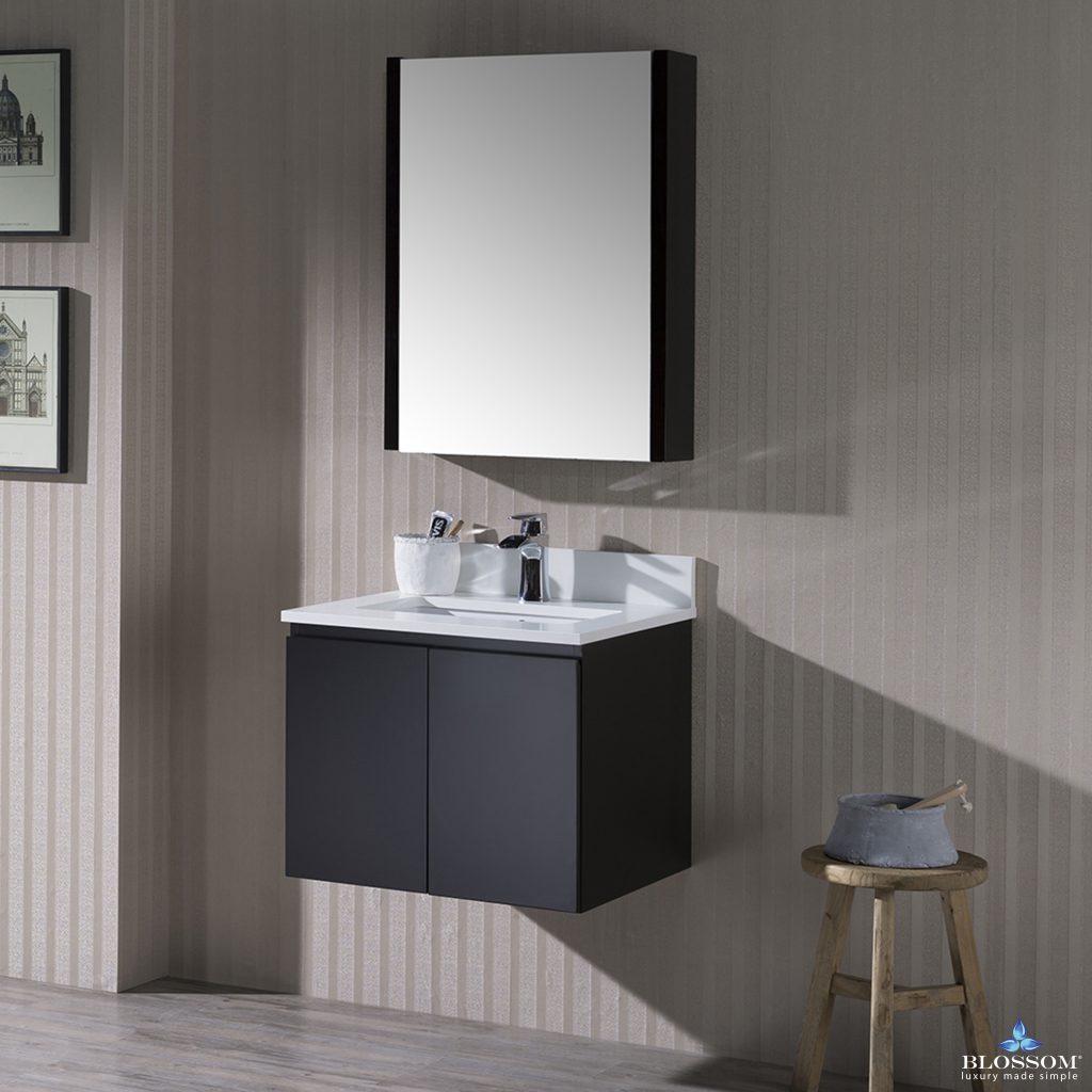 Monaco 24 Inch Vanity (Wall Hung, Chrome Legs, Wood Legs)