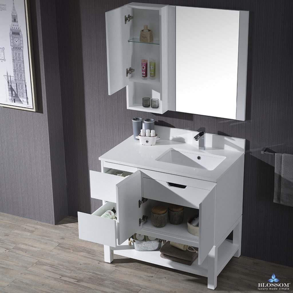 Monaco 36 Inch Vanity (Wall Hung, Chrome Legs, Wood Legs)