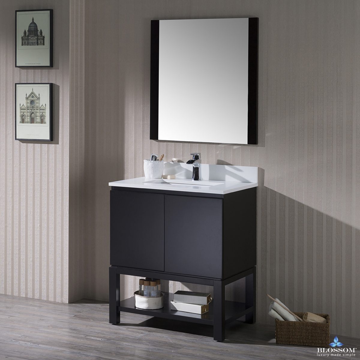 Monaco 30 Inch Vanity (Wall Hung, Chrome Legs, Wood Legs)