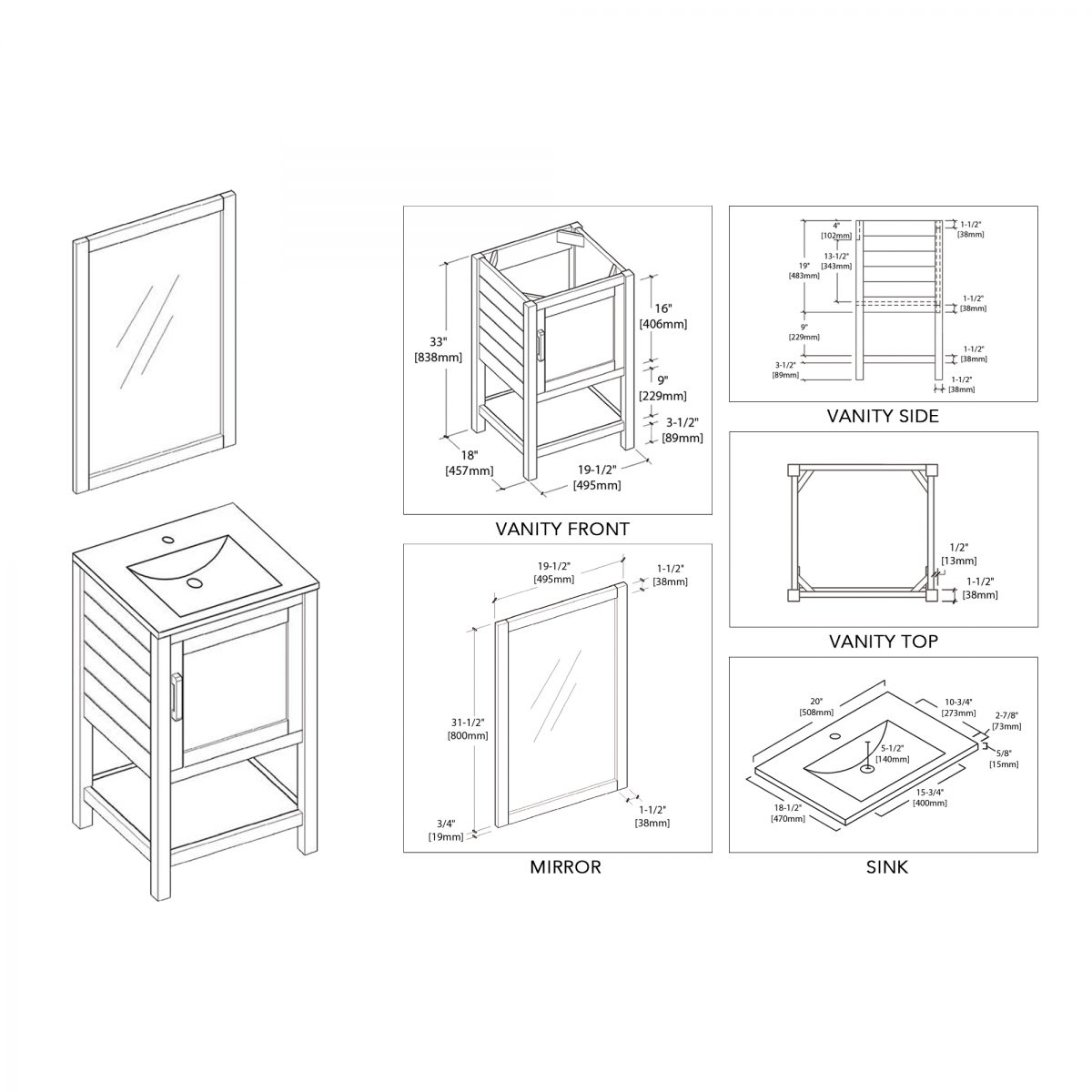 Lucca 20 Inch Vanity