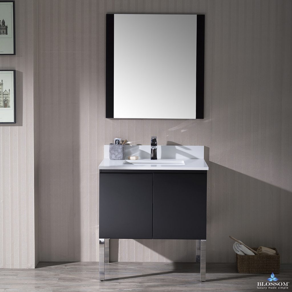 Monaco 30 Inch Vanity (Wall Hung, Chrome Legs, Wood Legs)