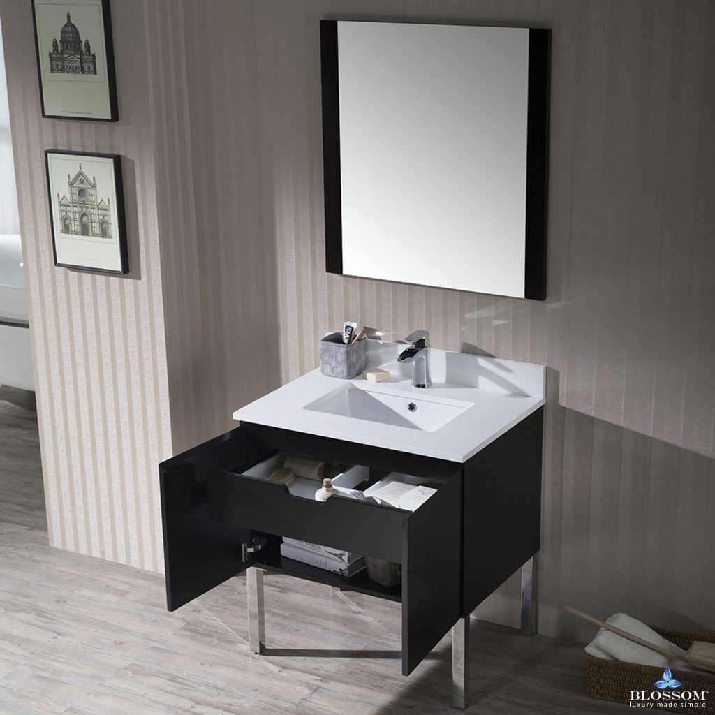 Monaco 30 Inch Vanity (Wall Hung, Chrome Legs, Wood Legs)