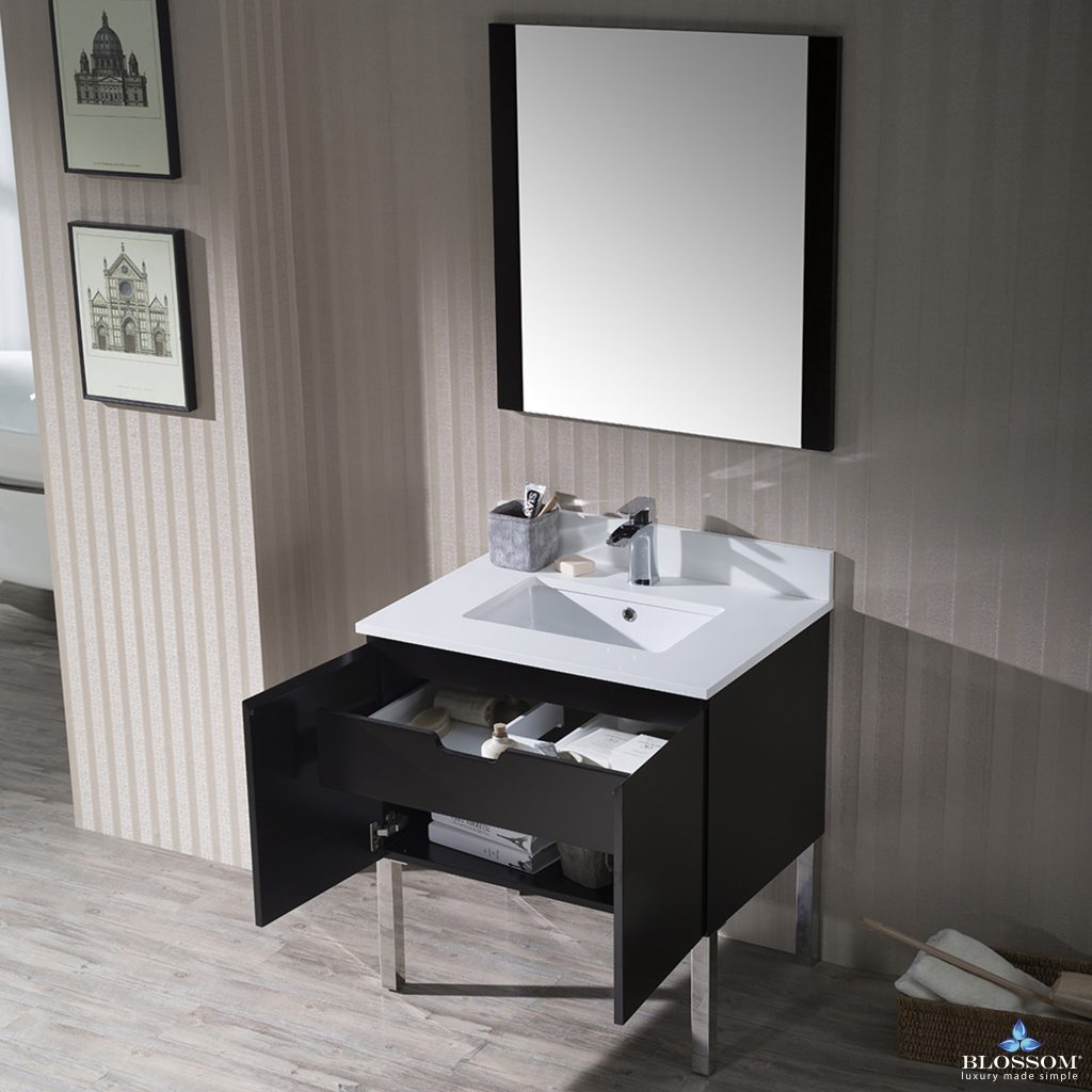 Monaco 30 Inch Vanity (Wall Hung, Chrome Legs, Wood Legs)