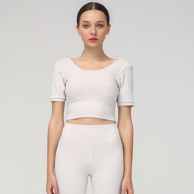 Astoria Seamless Sculpt Half-Sleeved Sports Crop - White
