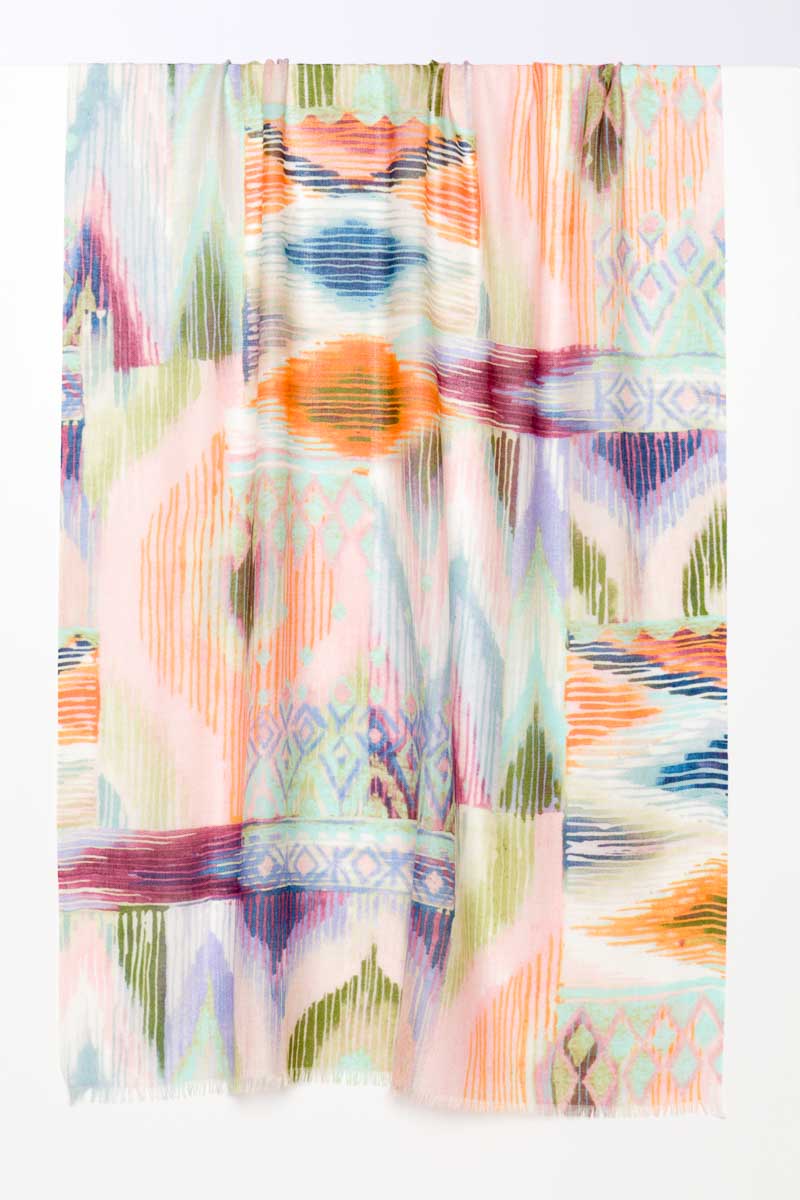 Kinross Cashmere Island Ikat Print Scarf