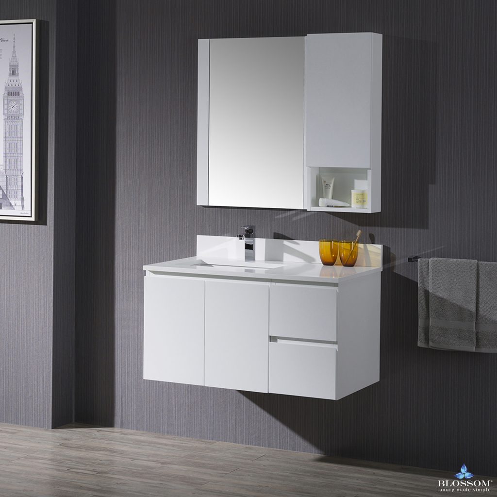 Monaco 36 Inch Vanity (Wall Hung, Chrome Legs, Wood Legs)
