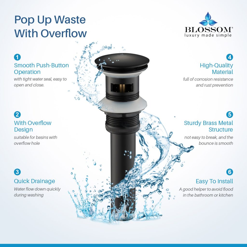 1-1/4” Brass Pop-up with Overflow – BA02 001