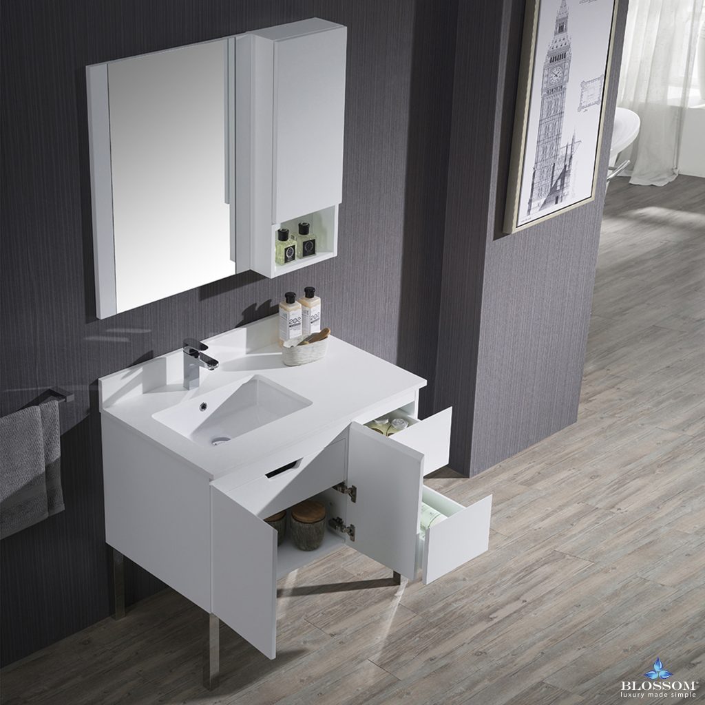 Monaco 36 Inch Vanity (Wall Hung, Chrome Legs, Wood Legs)