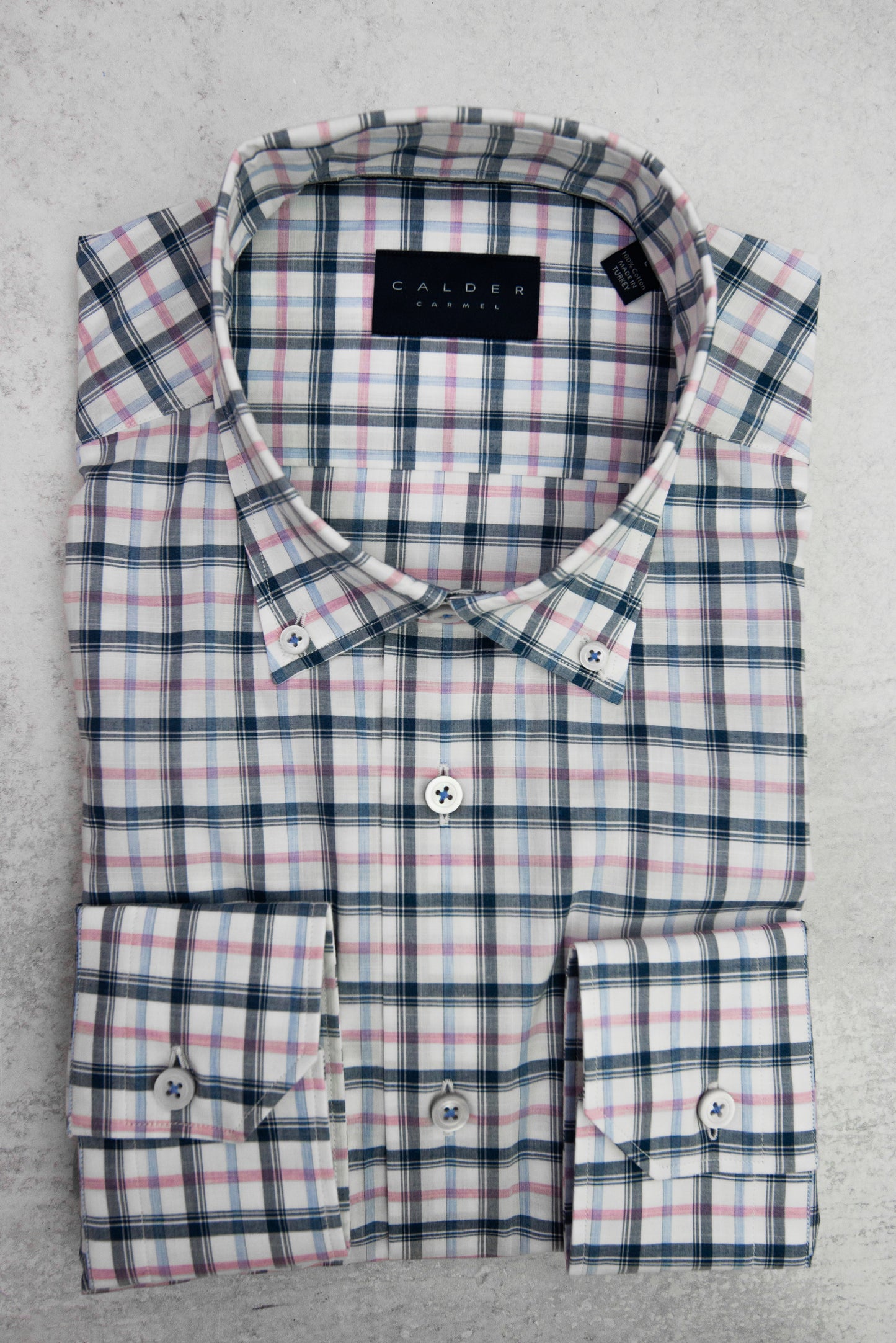 Calder Carmel Lux Melange Poplin Check in Hibiscus