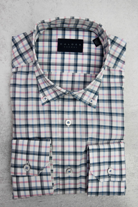Calder Carmel Lux Melange Poplin Check in Hibiscus