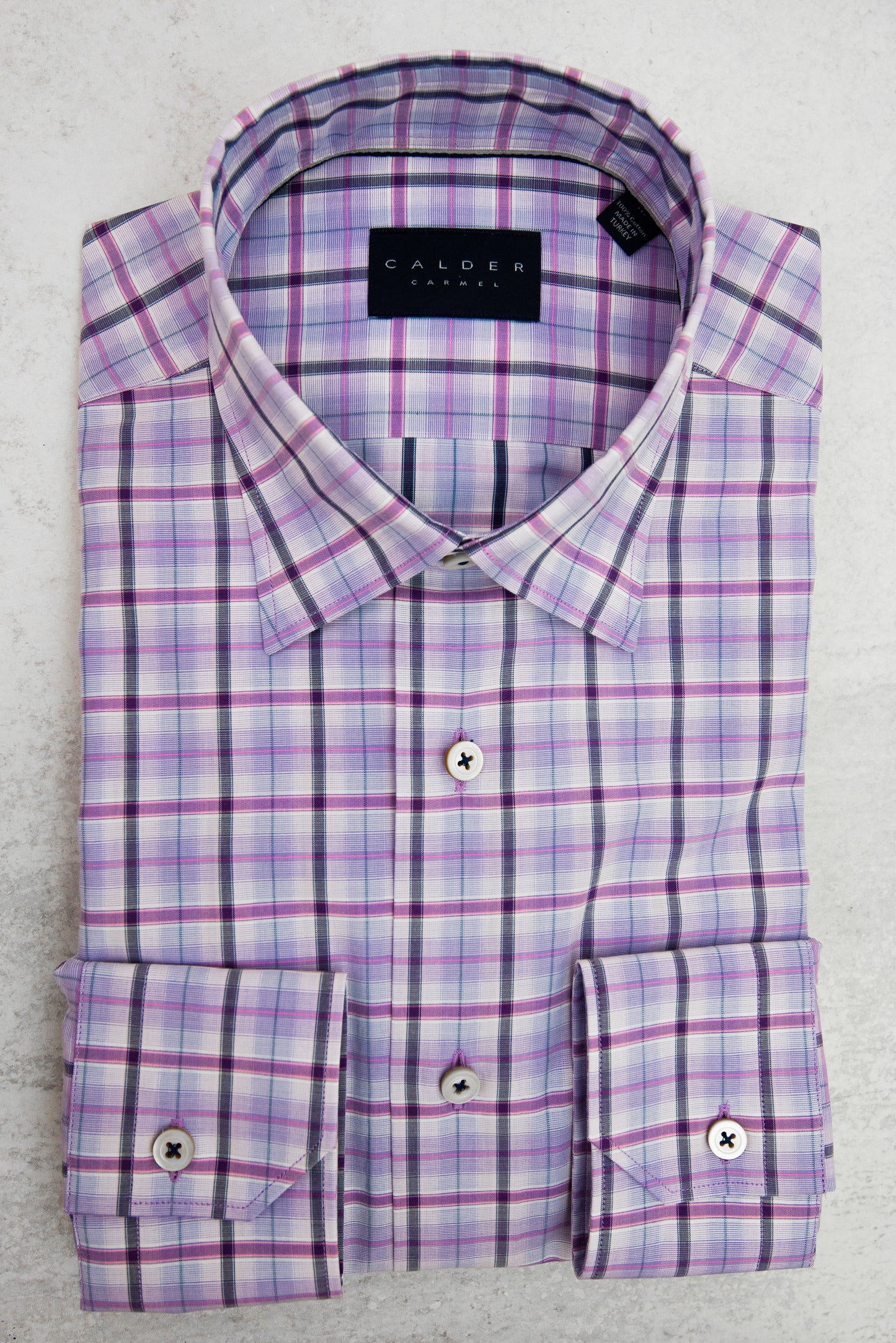 Calder Carmel Lux Super Fine Twill Check in Iris