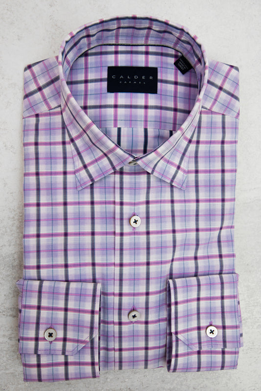 Calder Carmel Lux Super Fine Twill Check in Iris