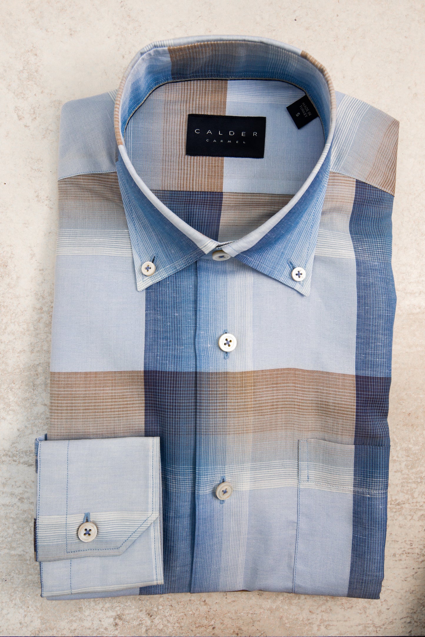 Calder Carmel Ultimate Lux Linen/cotton Multi Color Plaid in Cocoa