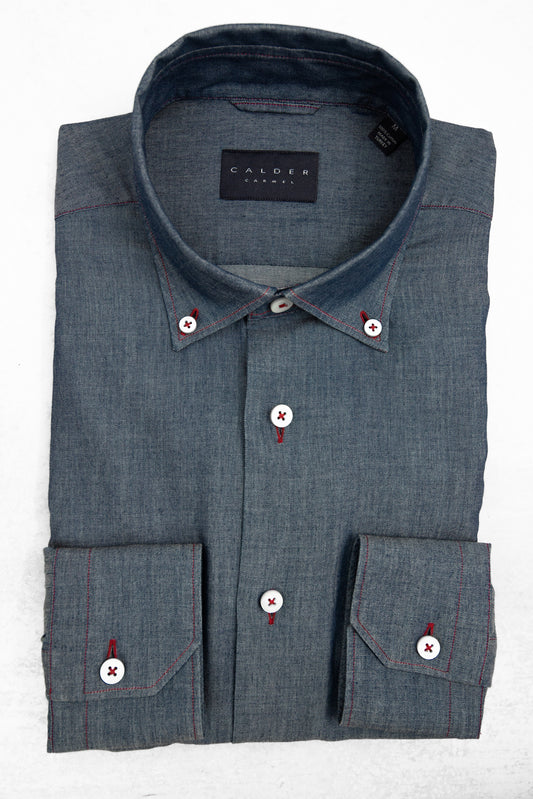 Calder Carmel Italian Indigo Zephir Twill in Chambray