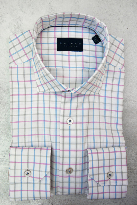 Calder Carmel Lux Melange Pique Windowpane Check in Hibiscus