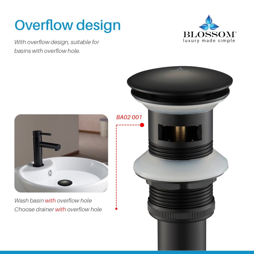 1-1/4” Brass Pop-up with Overflow – BA02 001
