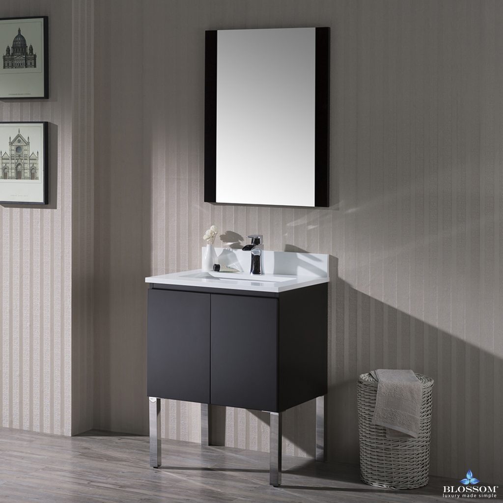 Monaco 24 Inch Vanity (Wall Hung, Chrome Legs, Wood Legs)