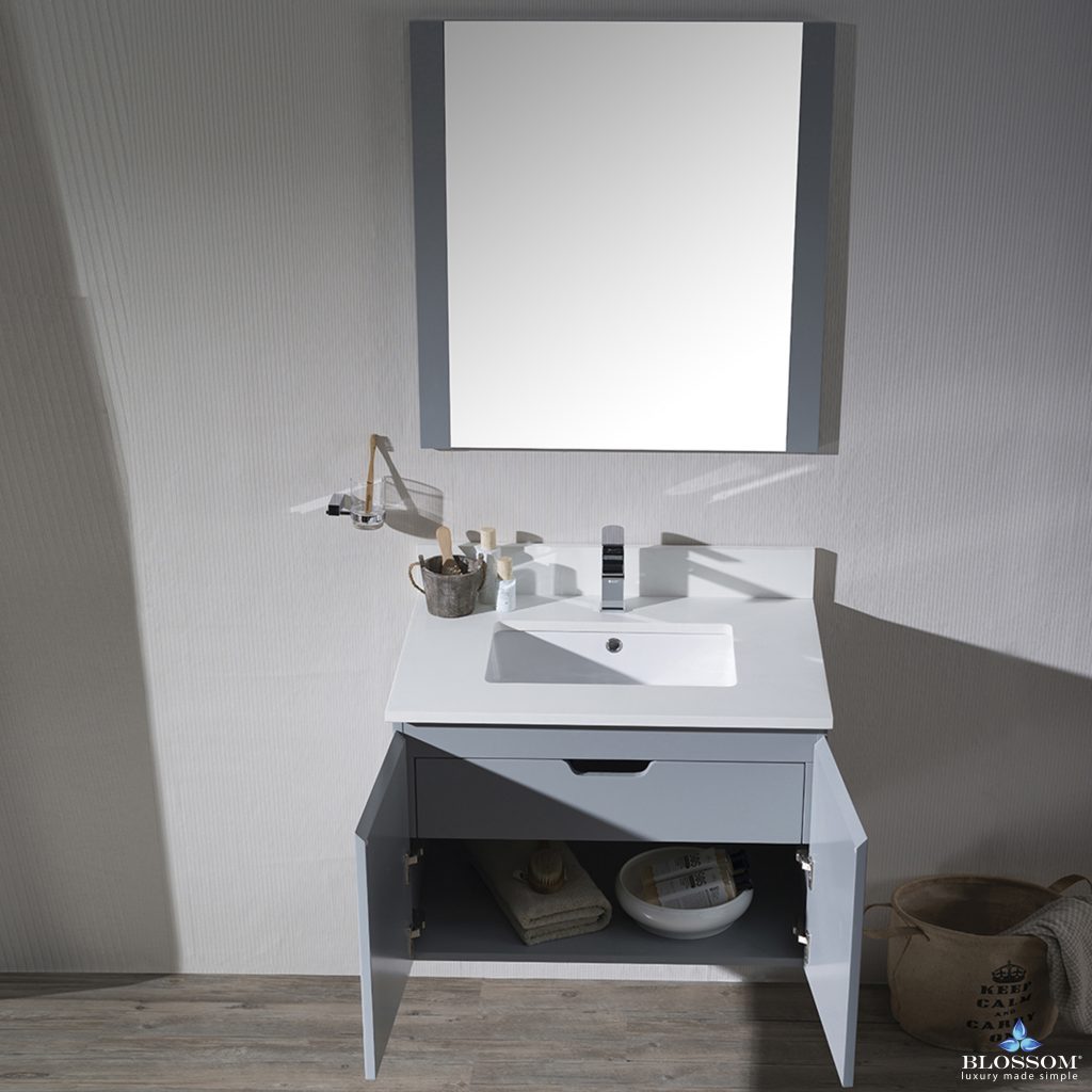 Monaco 30 Inch Vanity (Wall Hung, Chrome Legs, Wood Legs)