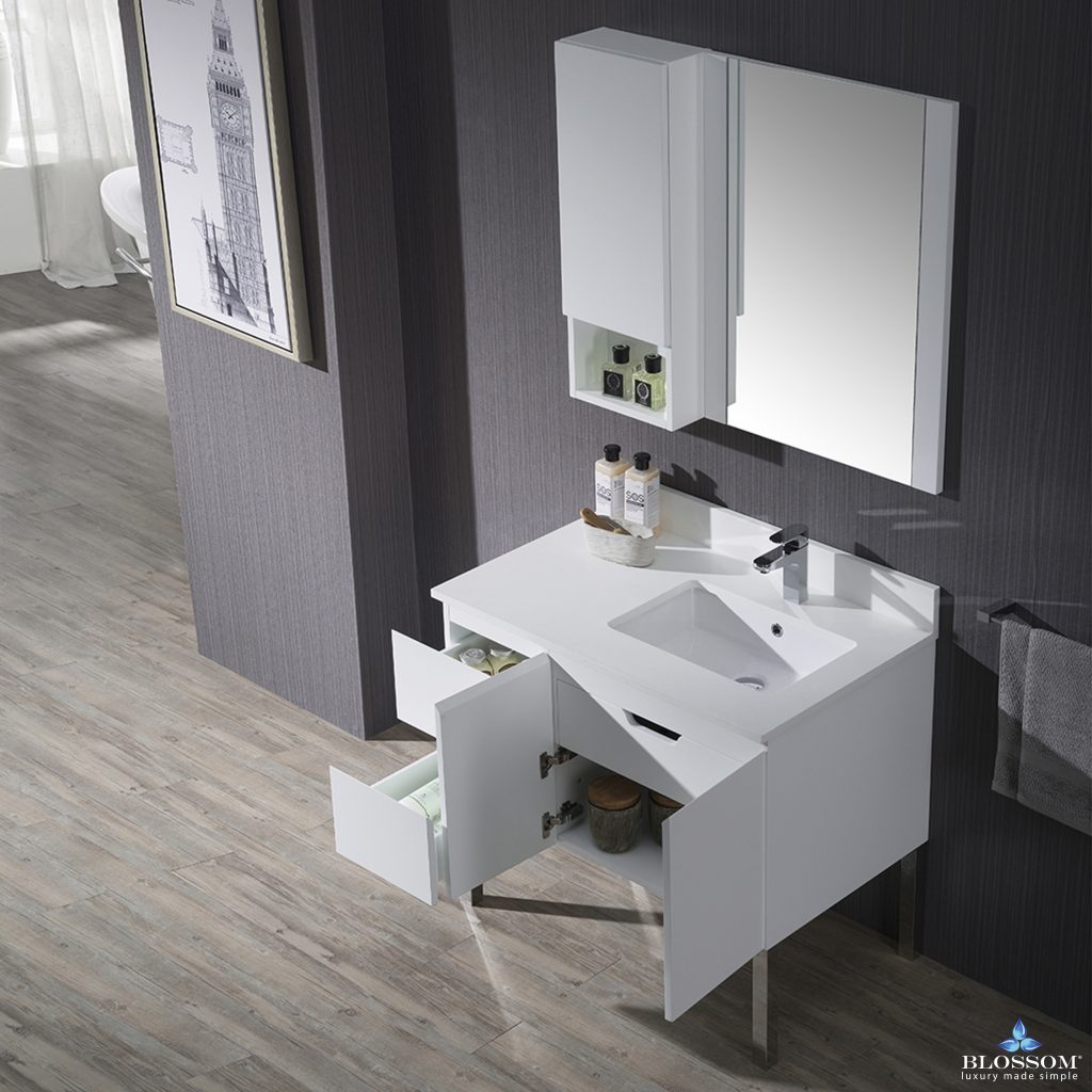 Monaco 36 Inch Vanity (Wall Hung, Chrome Legs, Wood Legs)
