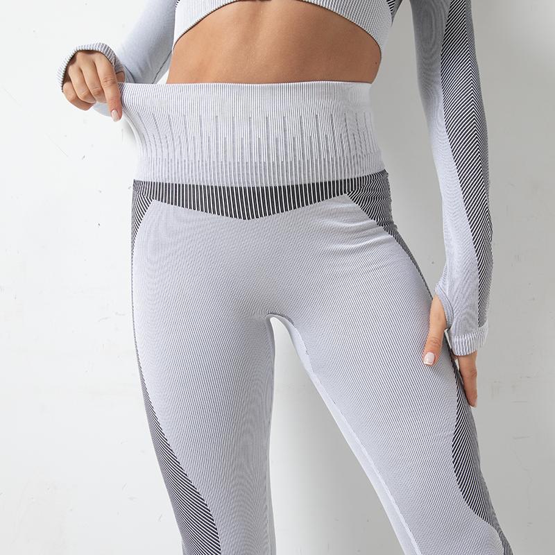 Astoria MOMENTUM Ribbed Full Length Legging - Light Grey/Black