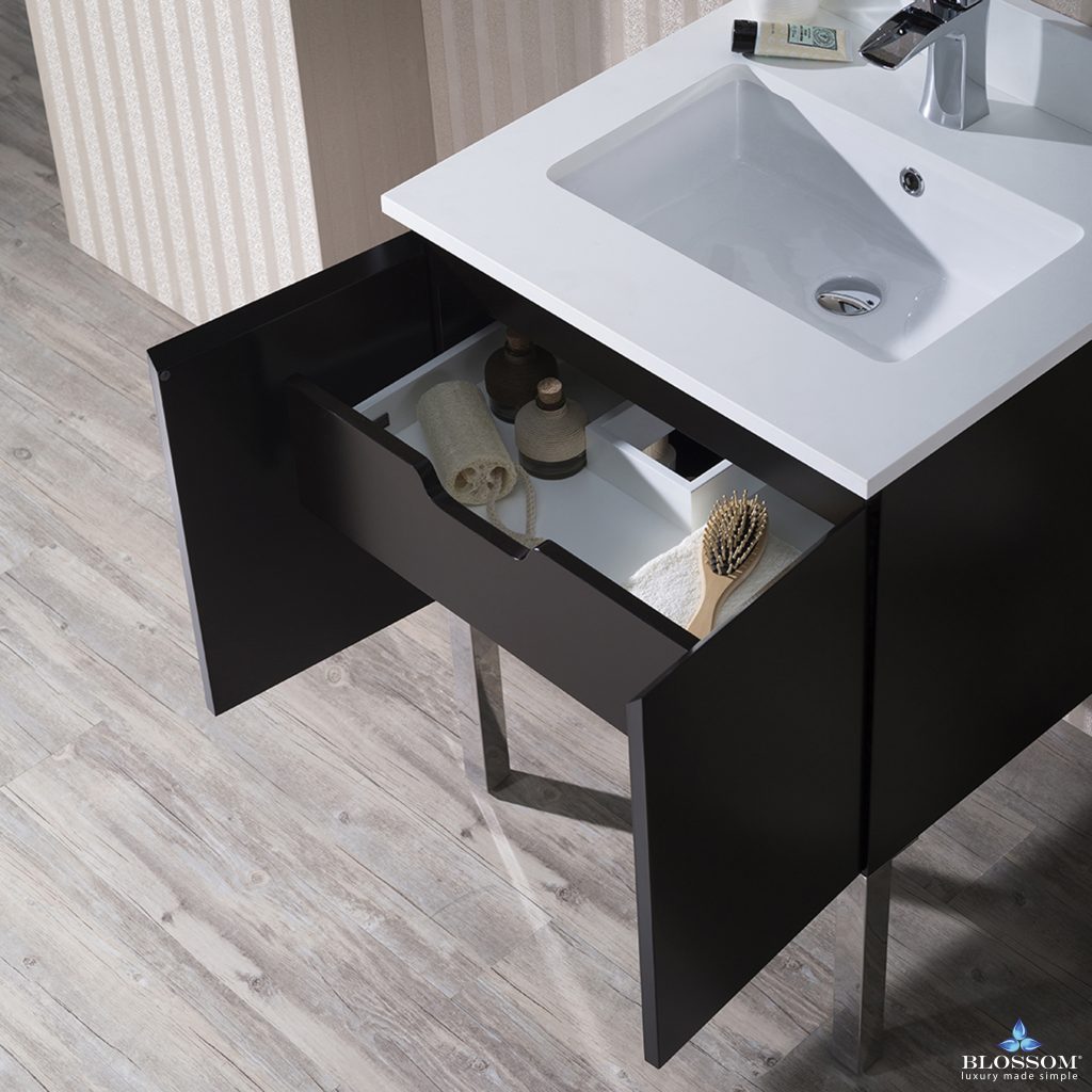 Monaco 24 Inch Vanity (Wall Hung, Chrome Legs, Wood Legs)