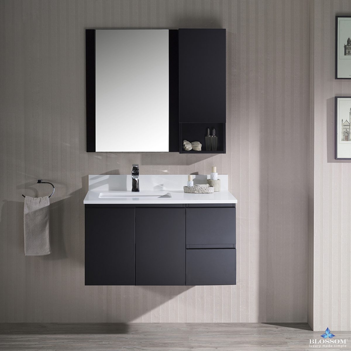 Monaco 36 Inch Vanity (Wall Hung, Chrome Legs, Wood Legs)