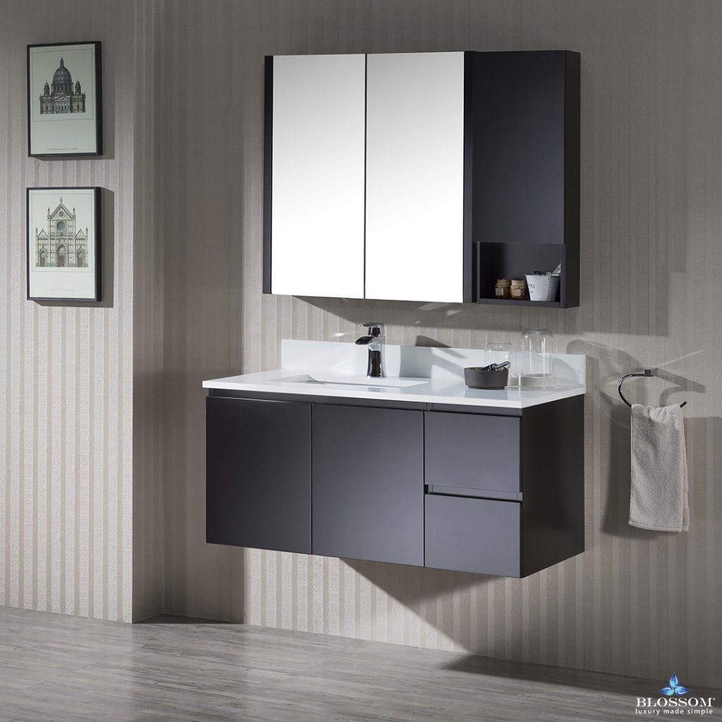 Monaco 42 Inch Vanity (Wall Hung, Chrome Legs, Wood Legs)