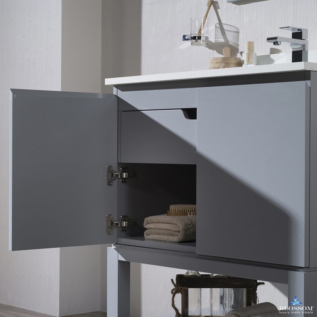 Monaco 30 Inch Vanity (Wall Hung, Chrome Legs, Wood Legs)