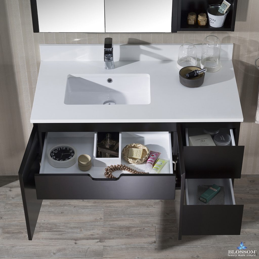 Monaco 42 Inch Vanity (Wall Hung, Chrome Legs, Wood Legs)