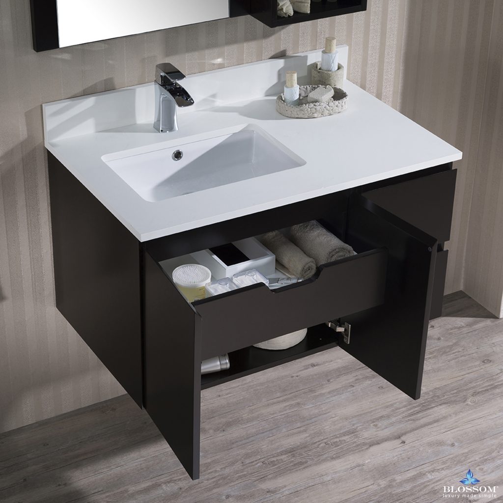 Monaco 36 Inch Vanity (Wall Hung, Chrome Legs, Wood Legs)