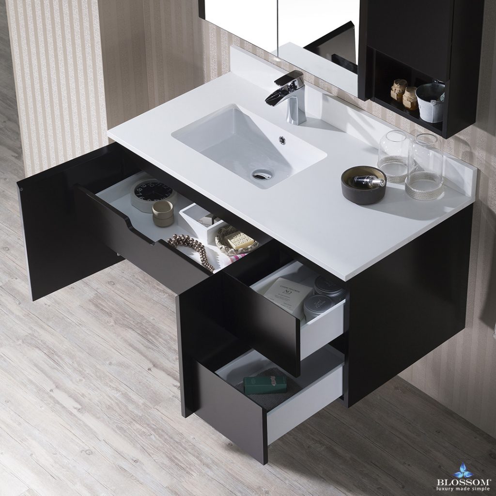 Monaco 42 Inch Vanity (Wall Hung, Chrome Legs, Wood Legs)