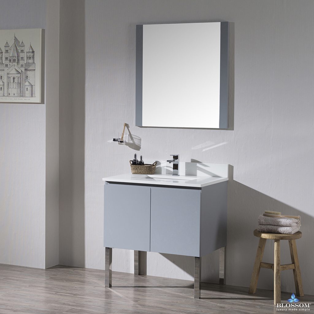 Monaco 30 Inch Vanity (Wall Hung, Chrome Legs, Wood Legs)