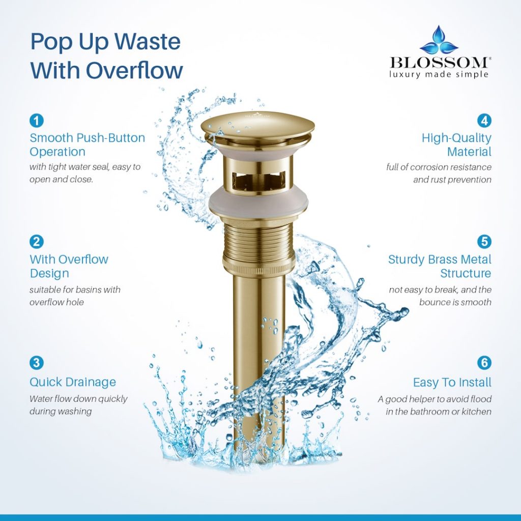 1-1/4” Brass Pop-up with Overflow – BA02 001