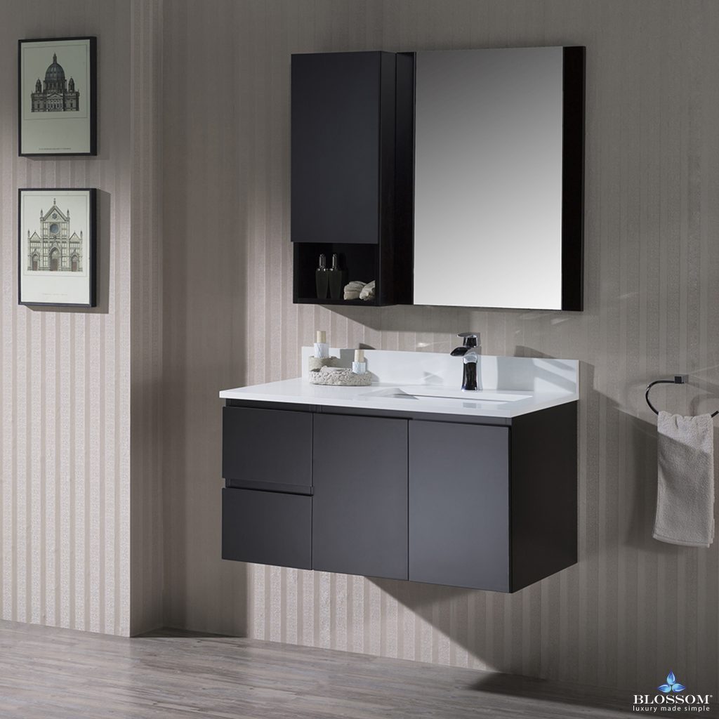 Monaco 36 Inch Vanity (Wall Hung, Chrome Legs, Wood Legs)