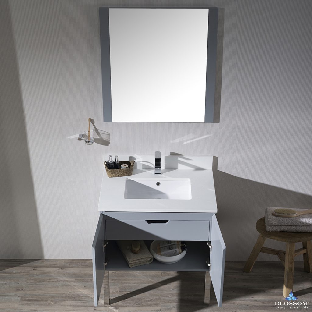 Monaco 30 Inch Vanity (Wall Hung, Chrome Legs, Wood Legs)