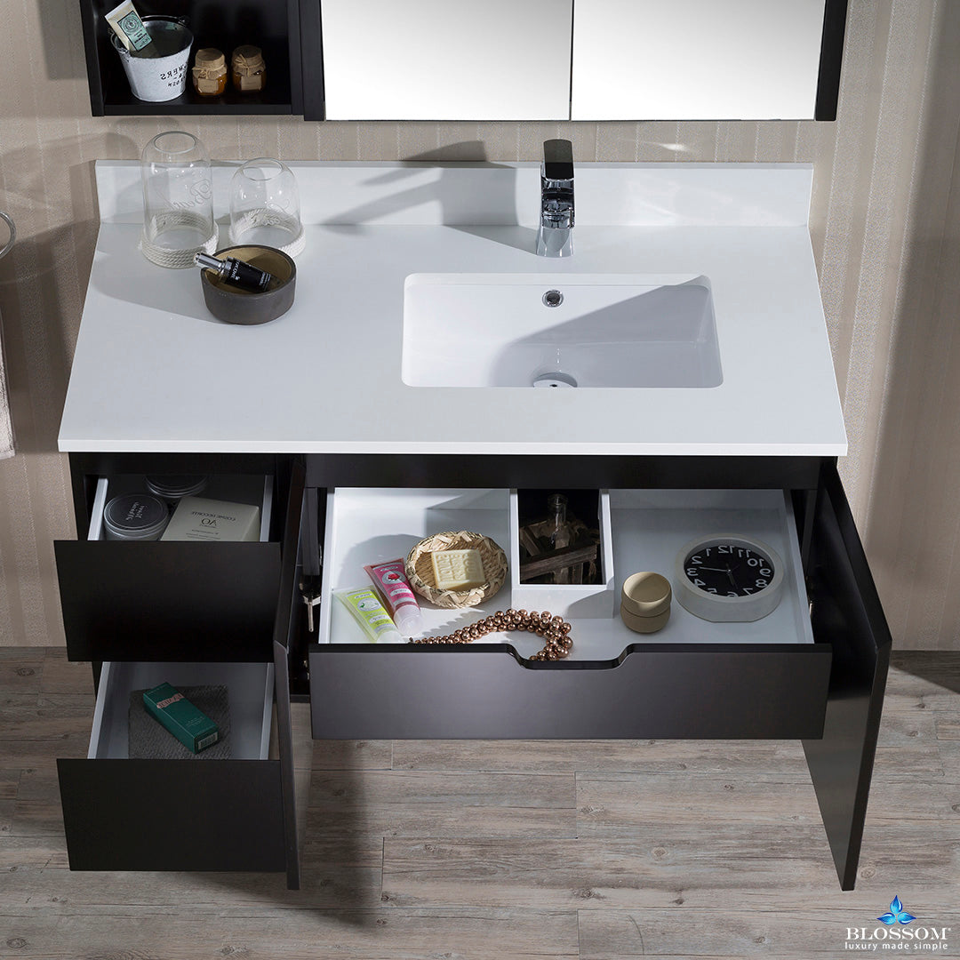 Monaco 42 Inch Vanity (Wall Hung, Chrome Legs, Wood Legs)