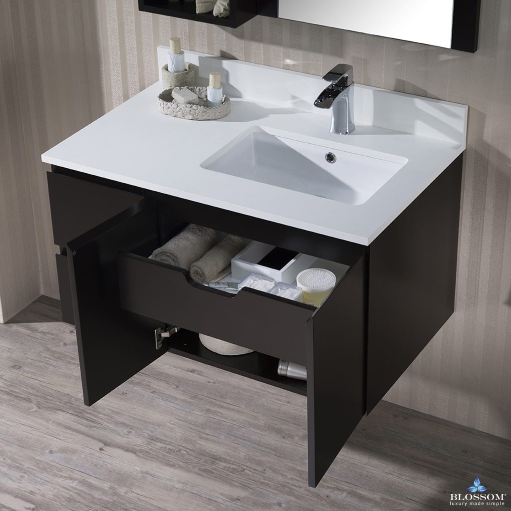 Monaco 36 Inch Vanity (Wall Hung, Chrome Legs, Wood Legs)