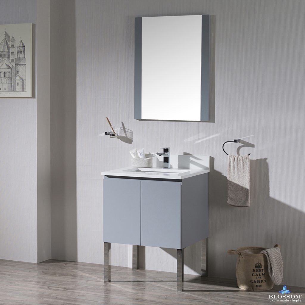 Monaco 24 Inch Vanity (Wall Hung, Chrome Legs, Wood Legs)