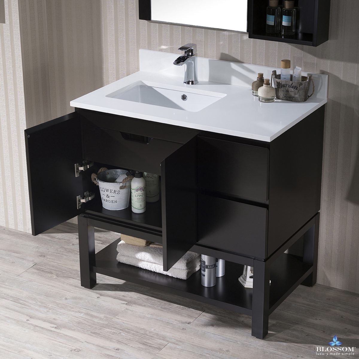 Monaco 36 Inch Vanity (Wall Hung, Chrome Legs, Wood Legs)
