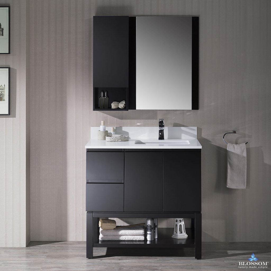 Monaco 36 Inch Vanity (Wall Hung, Chrome Legs, Wood Legs)