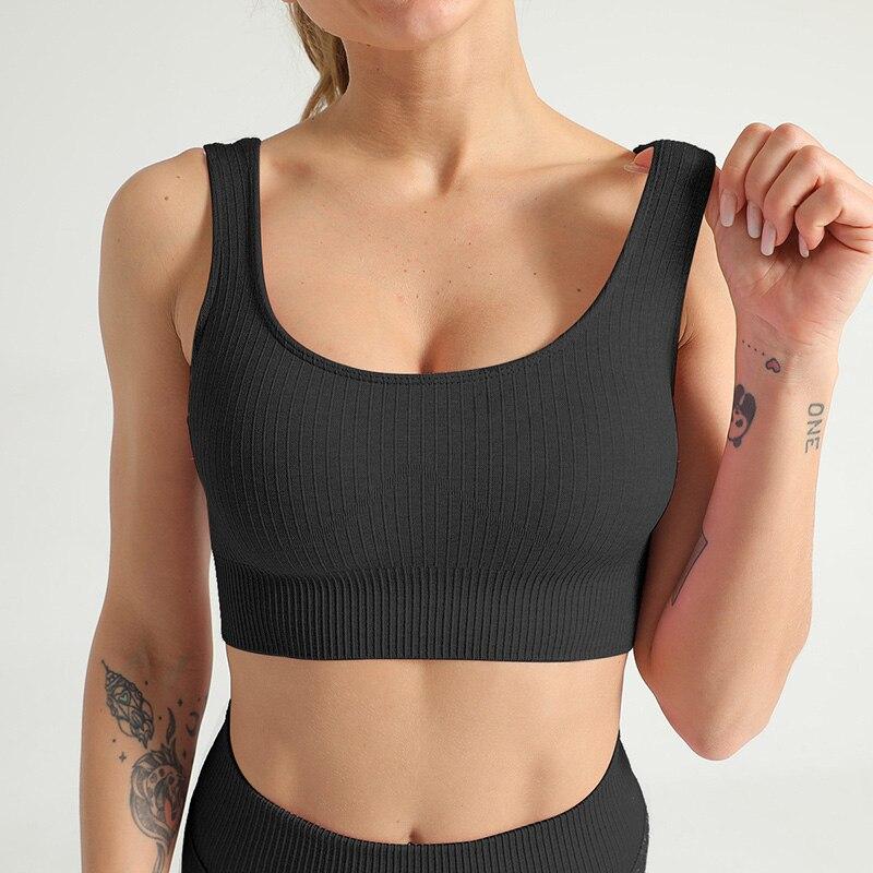 Astoria Seamless Ribbed Sports Bra - Black