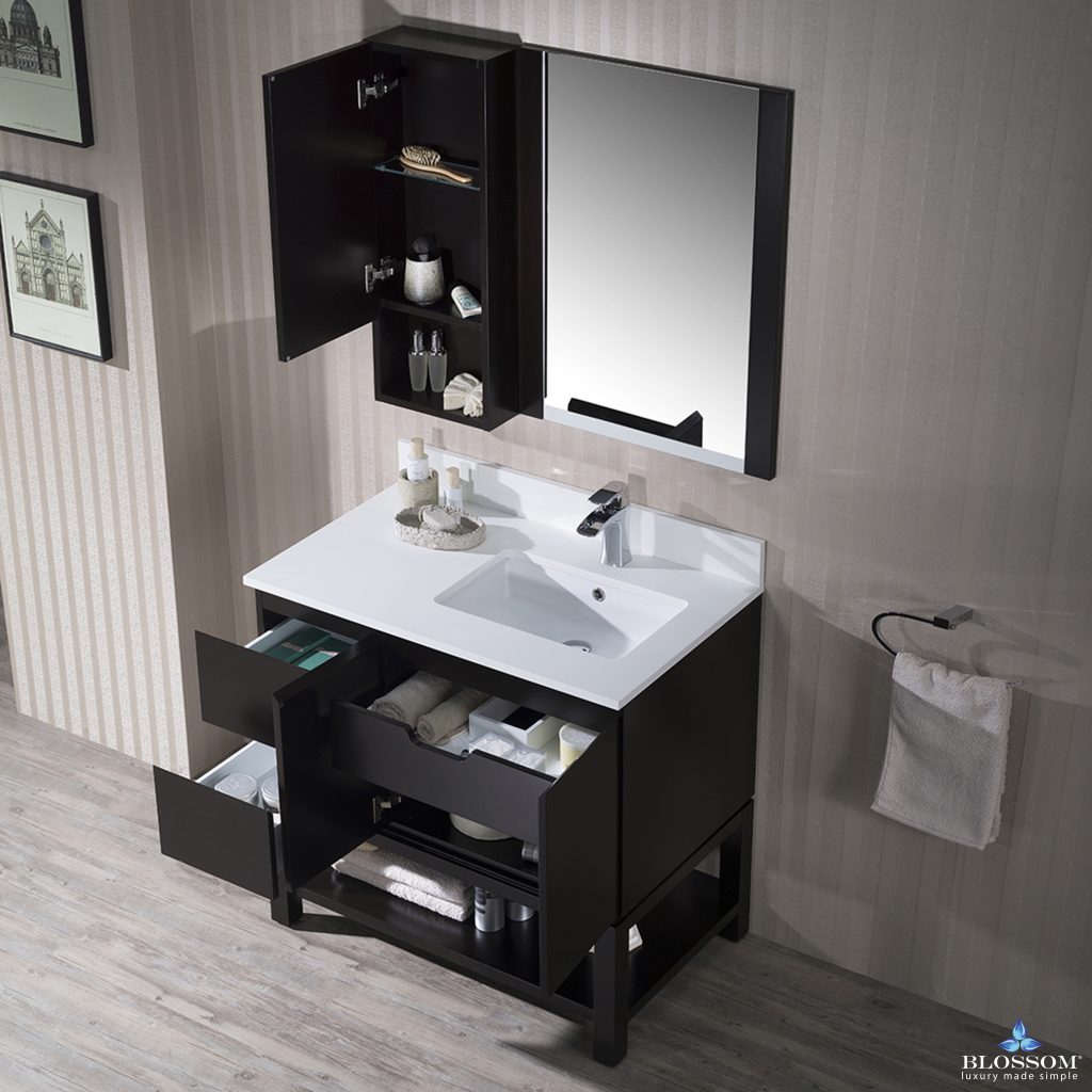 Monaco 36 Inch Vanity (Wall Hung, Chrome Legs, Wood Legs)