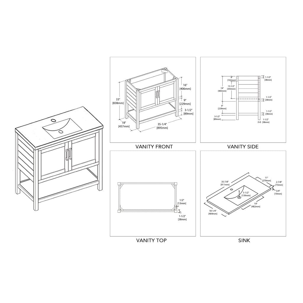 Lucca 36 Inch Vanity
