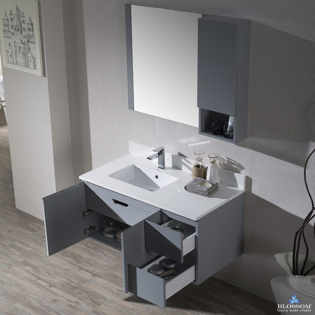 Monaco 42 Inch Vanity (Wall Hung, Chrome Legs, Wood Legs)