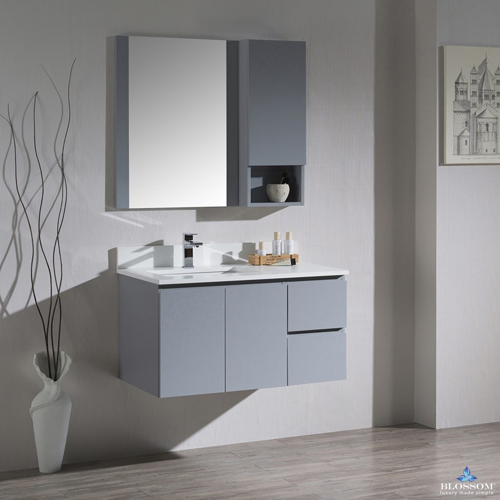 Monaco 36 Inch Vanity (Wall Hung, Chrome Legs, Wood Legs)