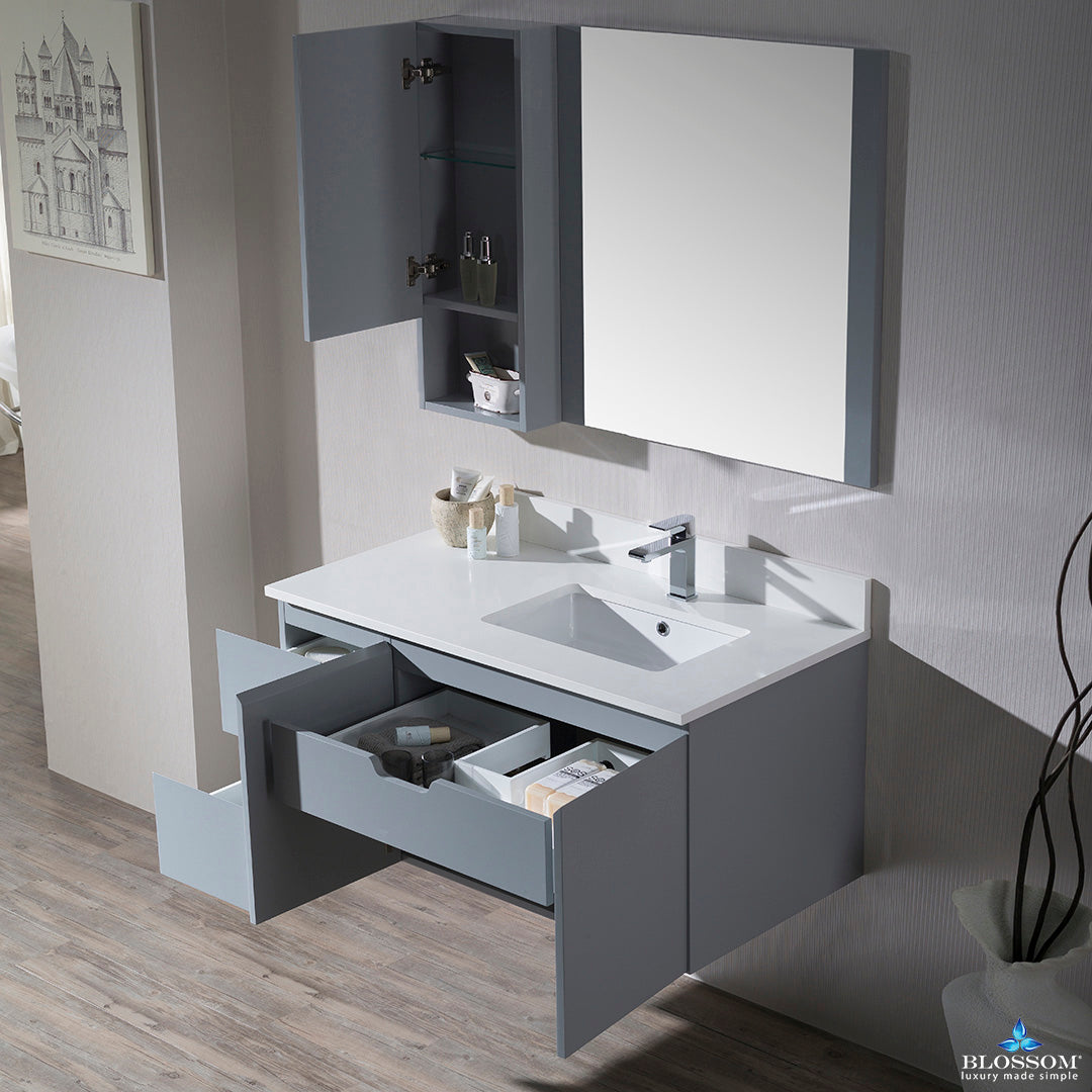 Monaco 42 Inch Vanity (Wall Hung, Chrome Legs, Wood Legs)