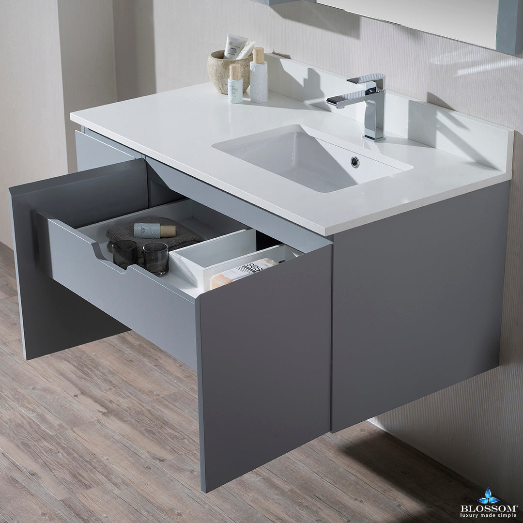 Monaco 42 Inch Vanity (Wall Hung, Chrome Legs, Wood Legs)